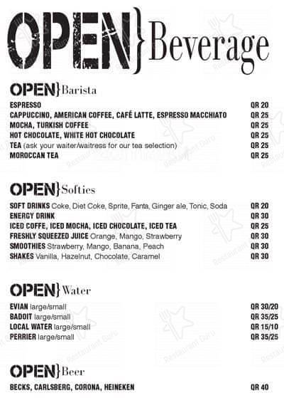 Open меню