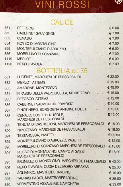 Caffè Elite меню