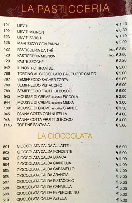 Caffè Elite меню