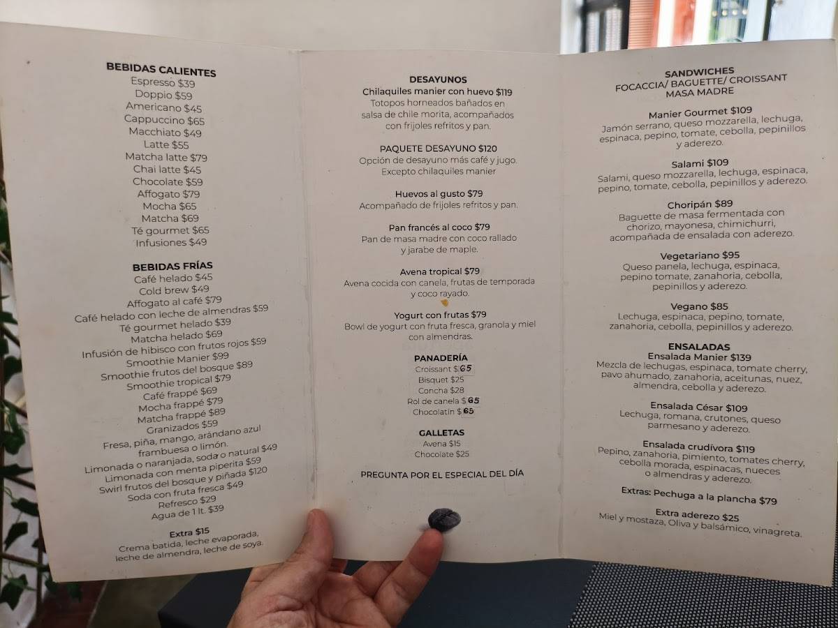 manier café меню