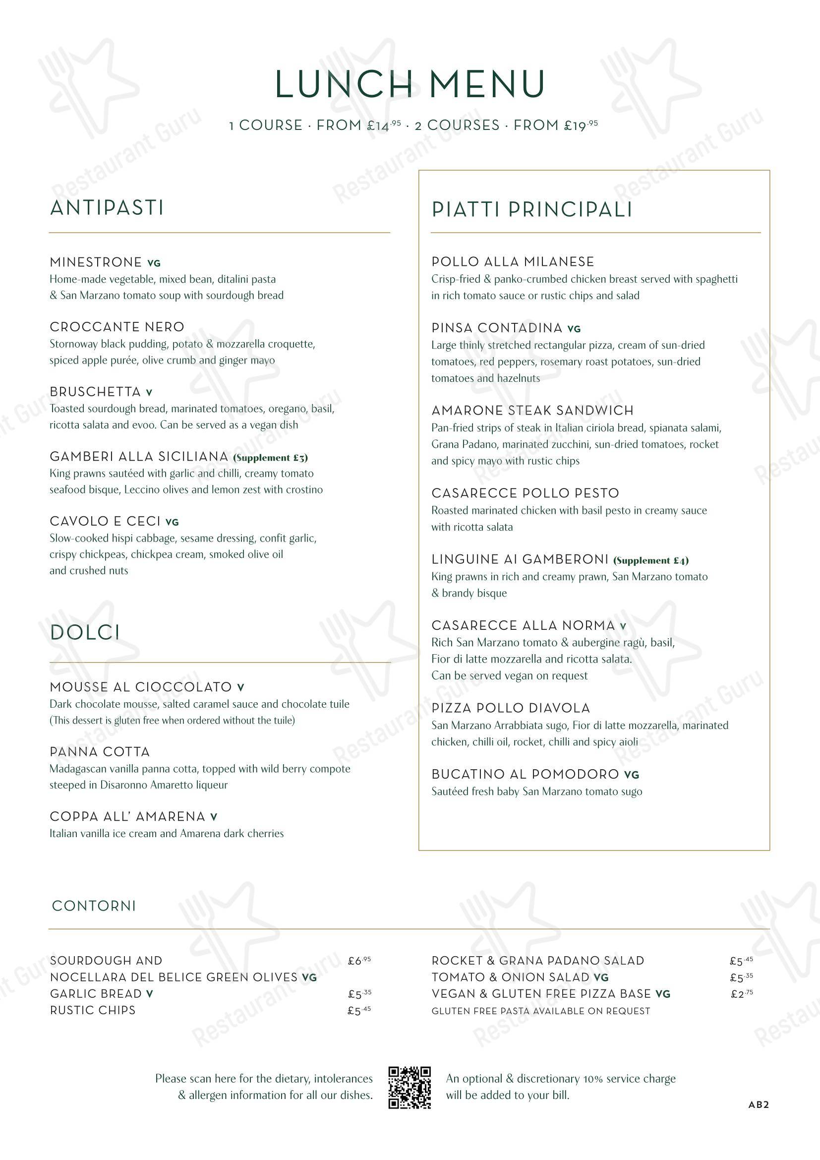 Amarone в Эдинбурге - Breakfast Menu