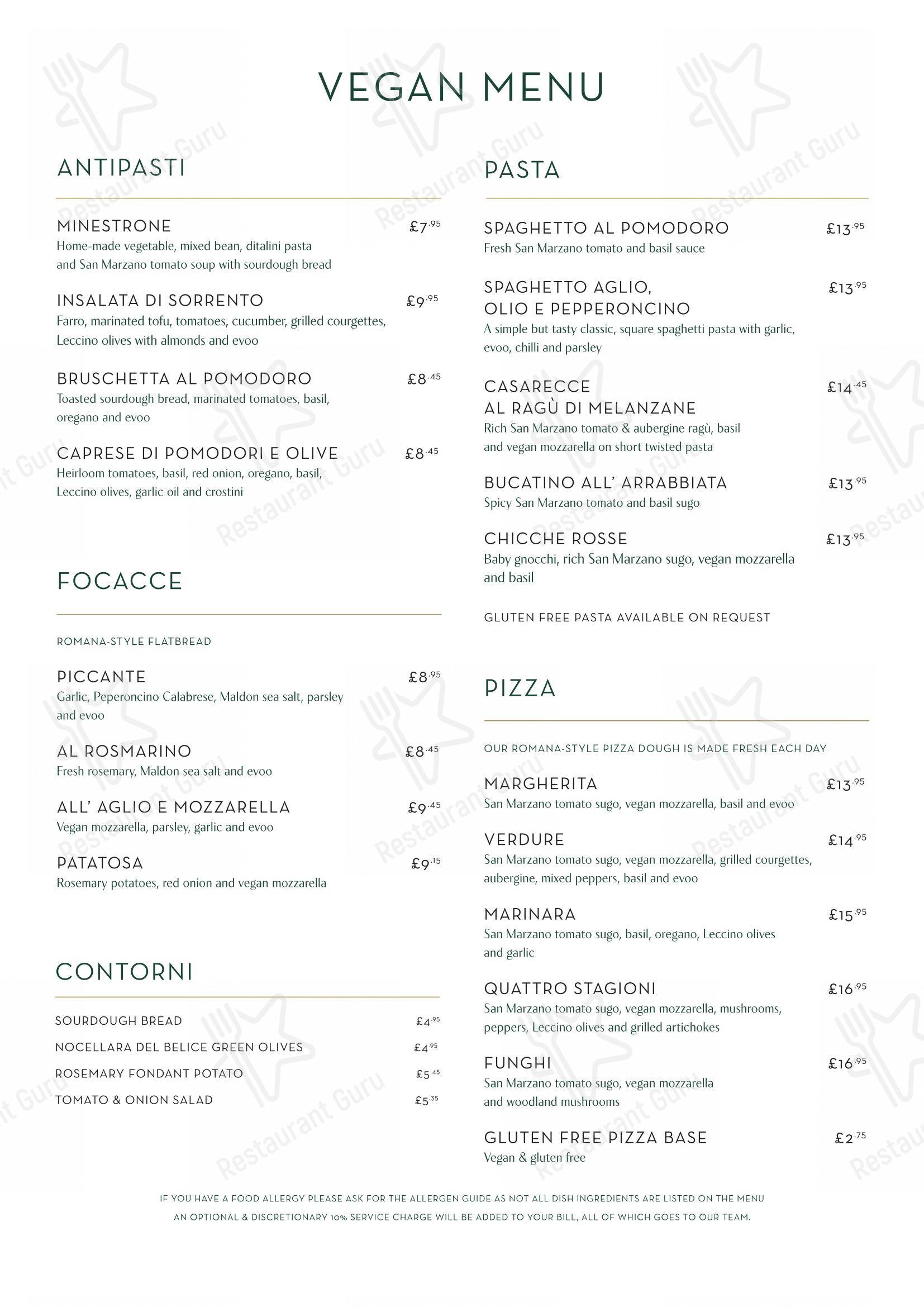 Menu pizzeria паба и бара Amarone