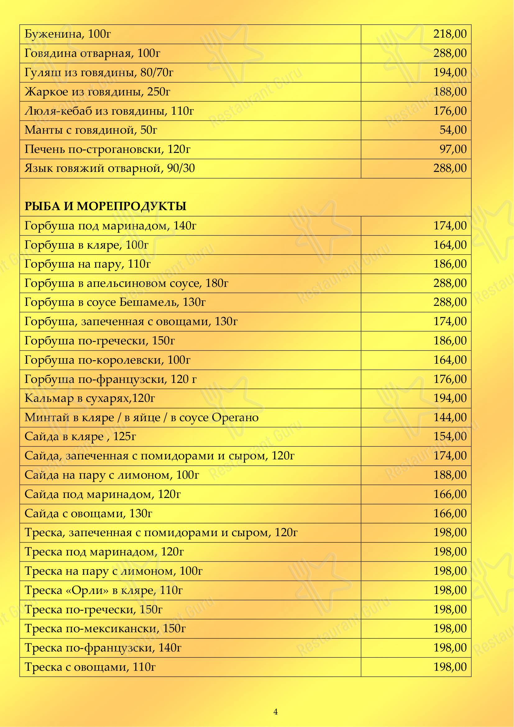 Морошка в Санкт-Петербурге - Меню