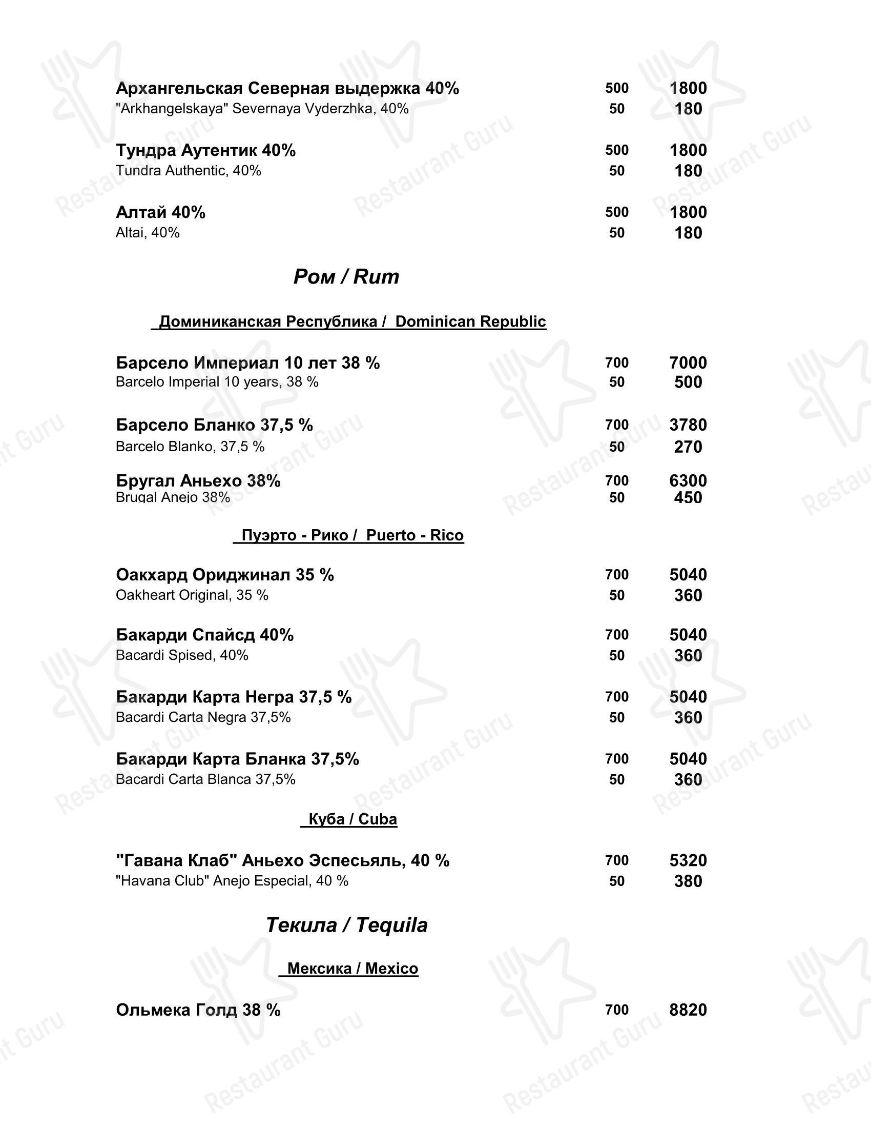 Lunch Menu ресторана Опен Сити