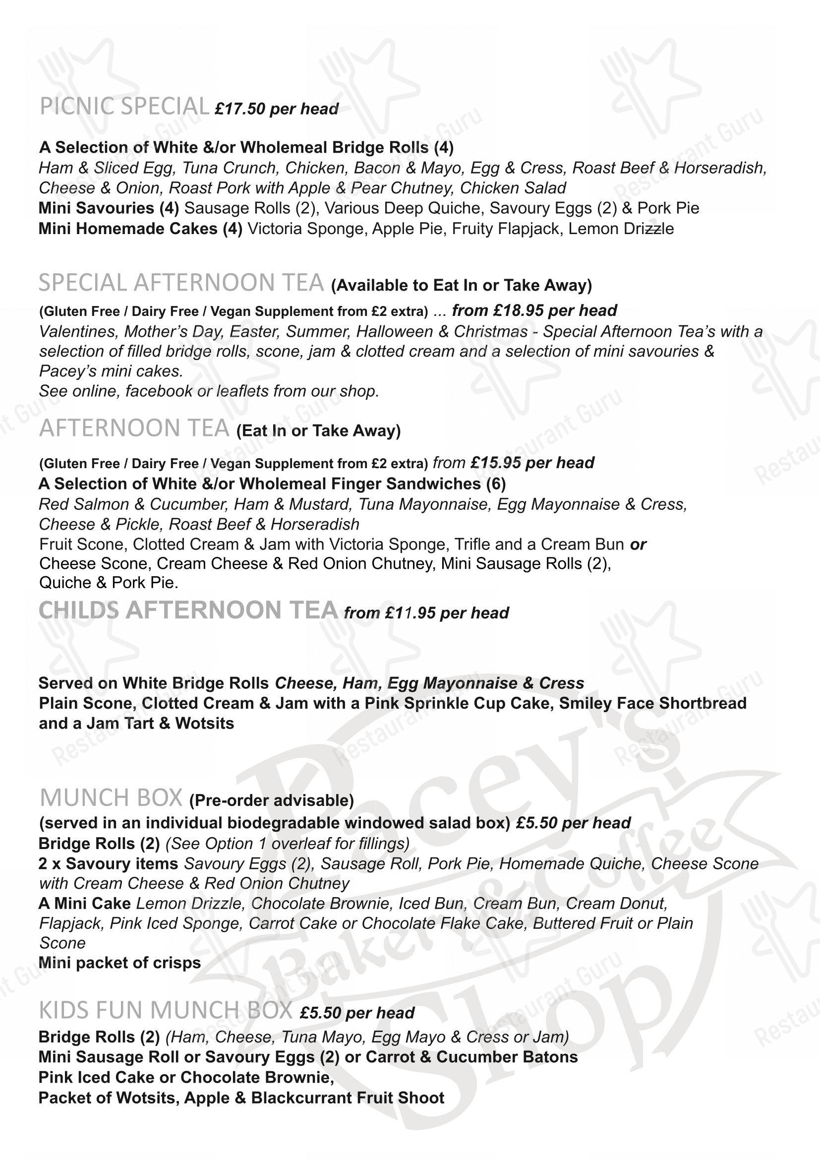 Pacey's Bakery в Спалдинге - Wine Menu