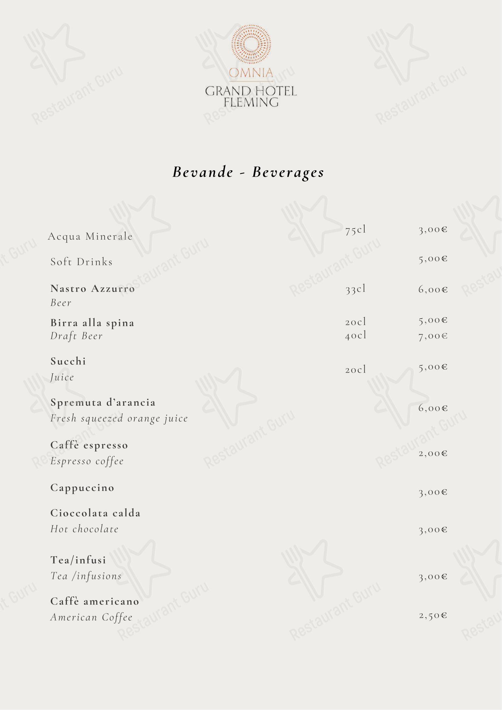 Меню ресторана Ristorante Gray's - Меню напитков
