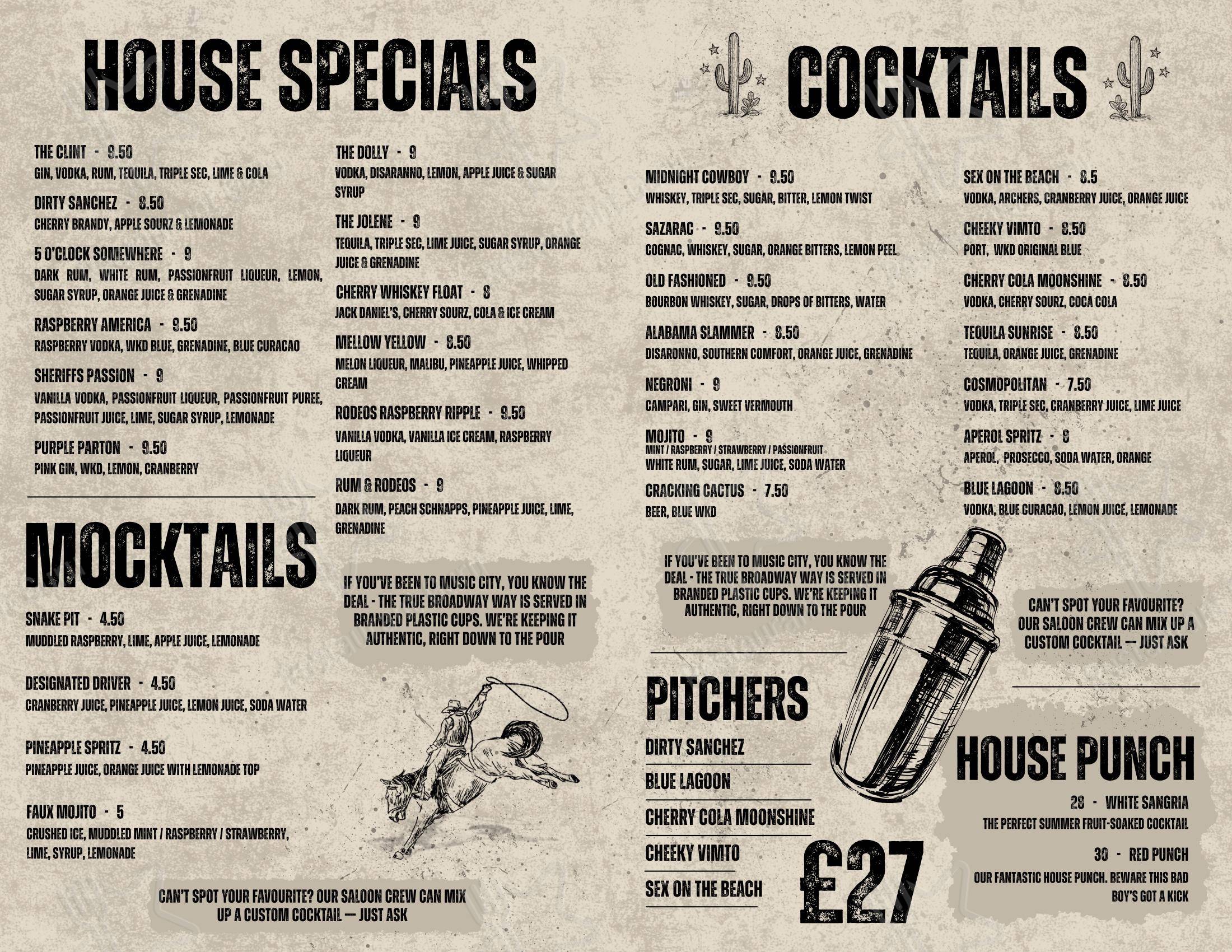 Dinner Menu ресторана Rodeos BBQ - Wolverhampton
