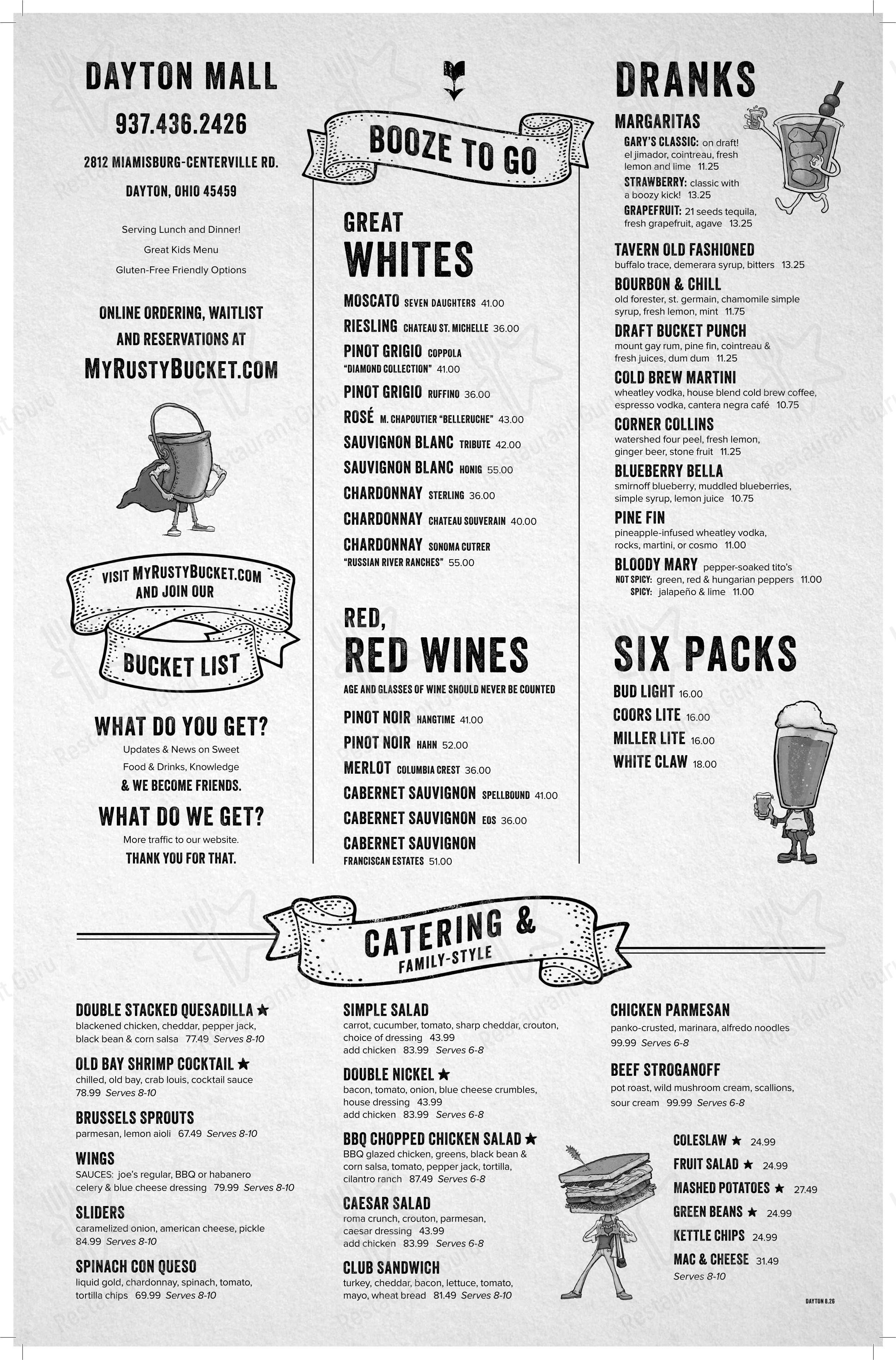 Крафт меню паба и бара Rusty Bucket Restaurant and Tavern