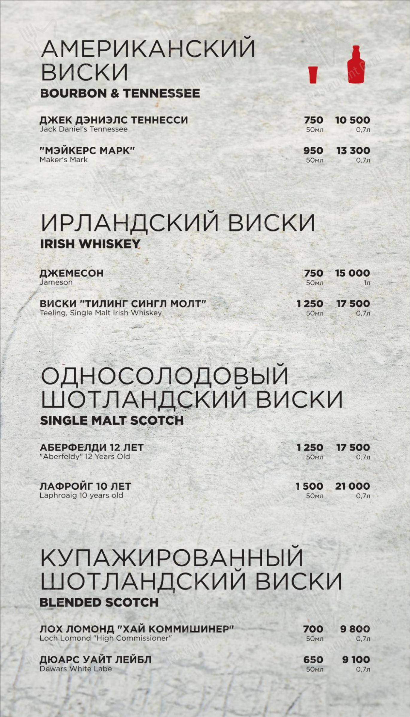 Меню для посетителей ресторана Синдикат - Порт кафе