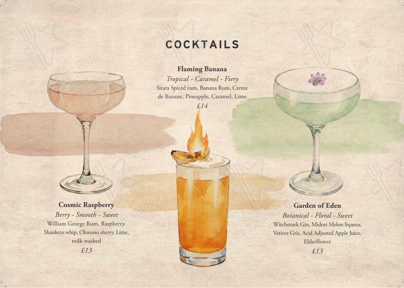 Ночное меню паба и бара The George on George Street