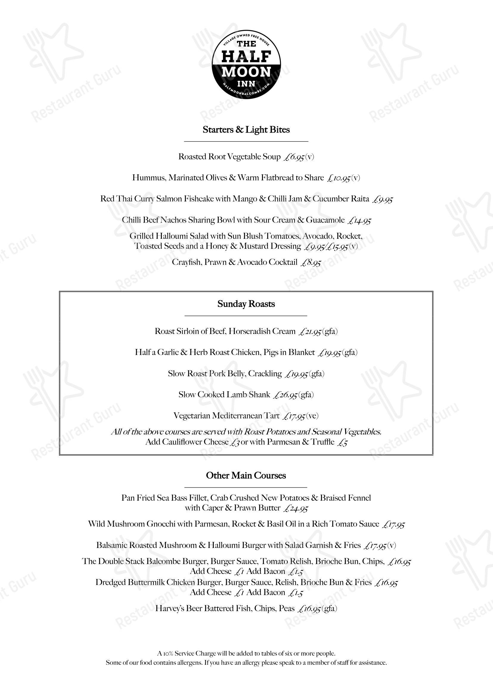 Меню паба и бара The Half Moon Inn Balcombe - Крафт меню