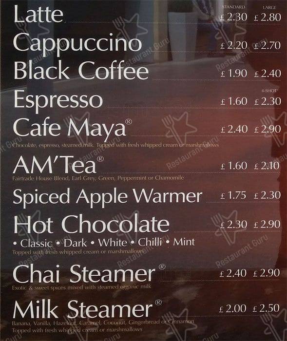 AMT Coffee, Edinburgh Haymarket меню