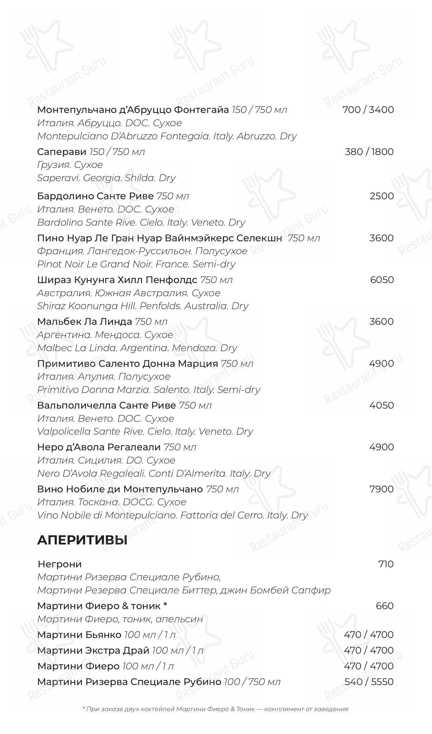 Меню кафе Академия