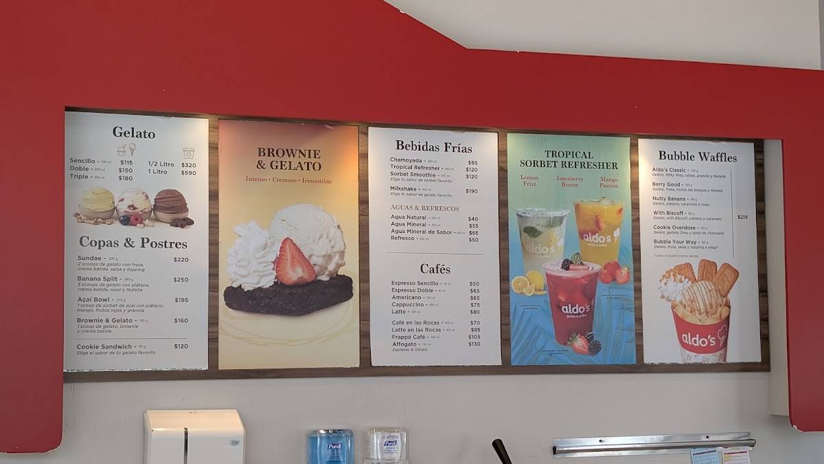 Aldo's Gelato Tulum C1 меню