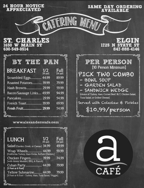 Alexander's Cafe меню