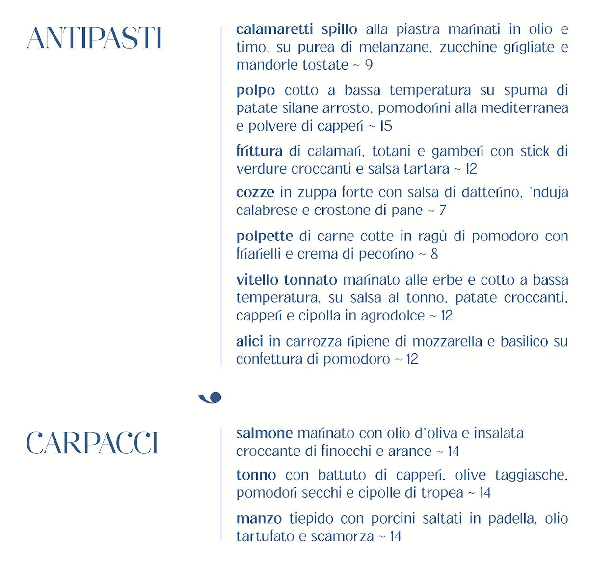 Aquà Ristorante меню