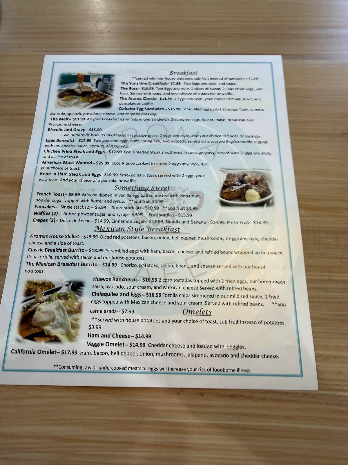 Aroma Cafe меню