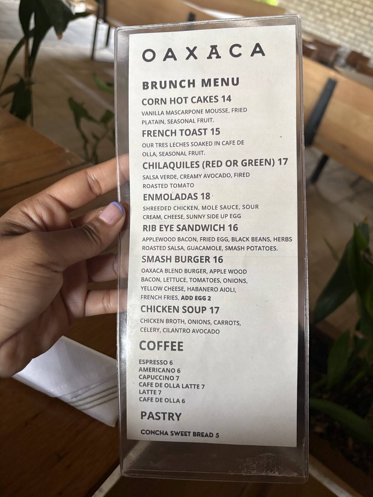 Oaxaca ATL меню