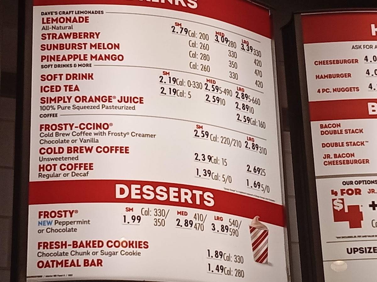 Wendy's меню