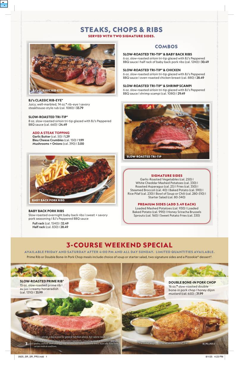 BJ's Restaurant & Brewhouse меню