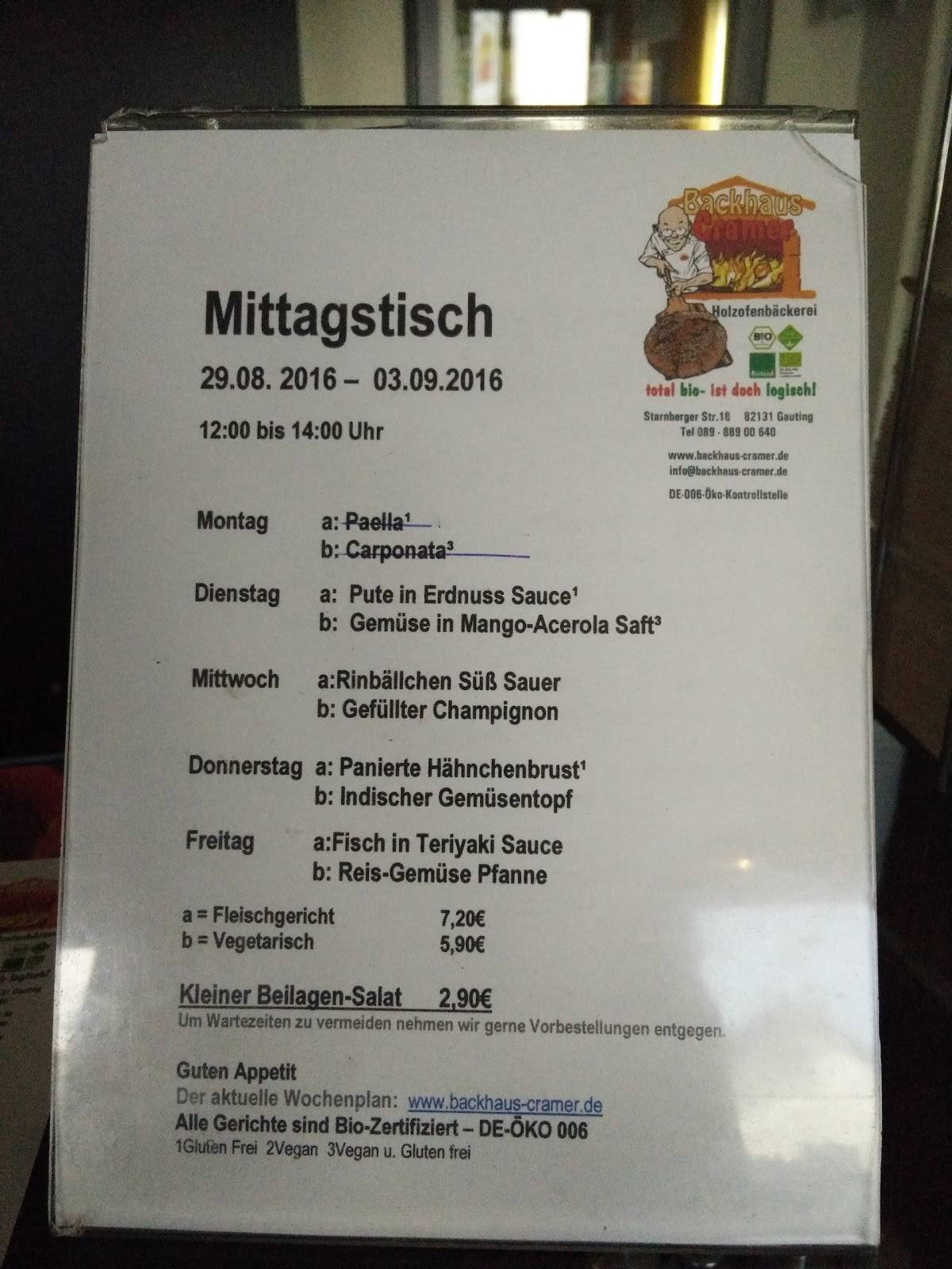 Backhaus Cramer - Holzofenbäckerei меню