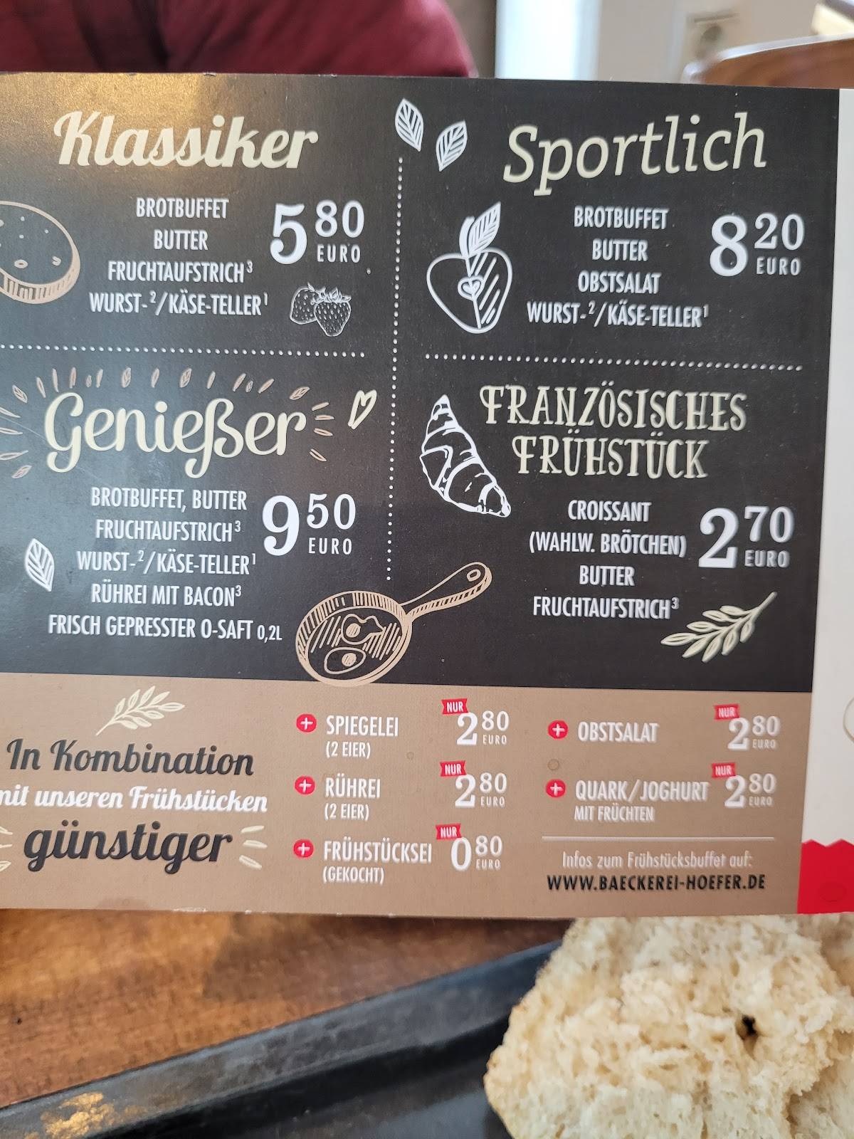 Baeckerei Hoefer меню