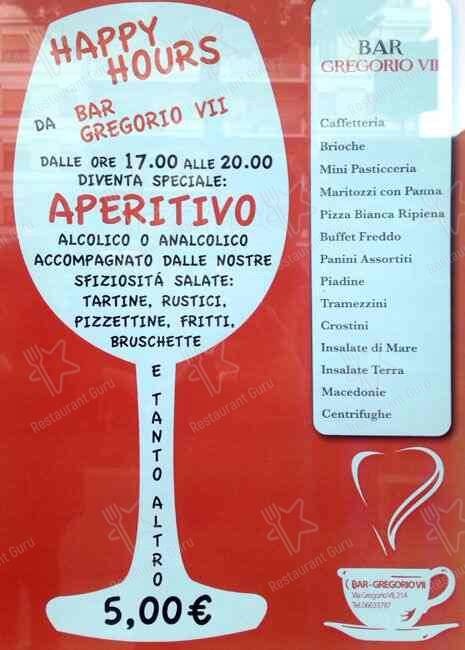 Bar Gregorio VII Roma меню