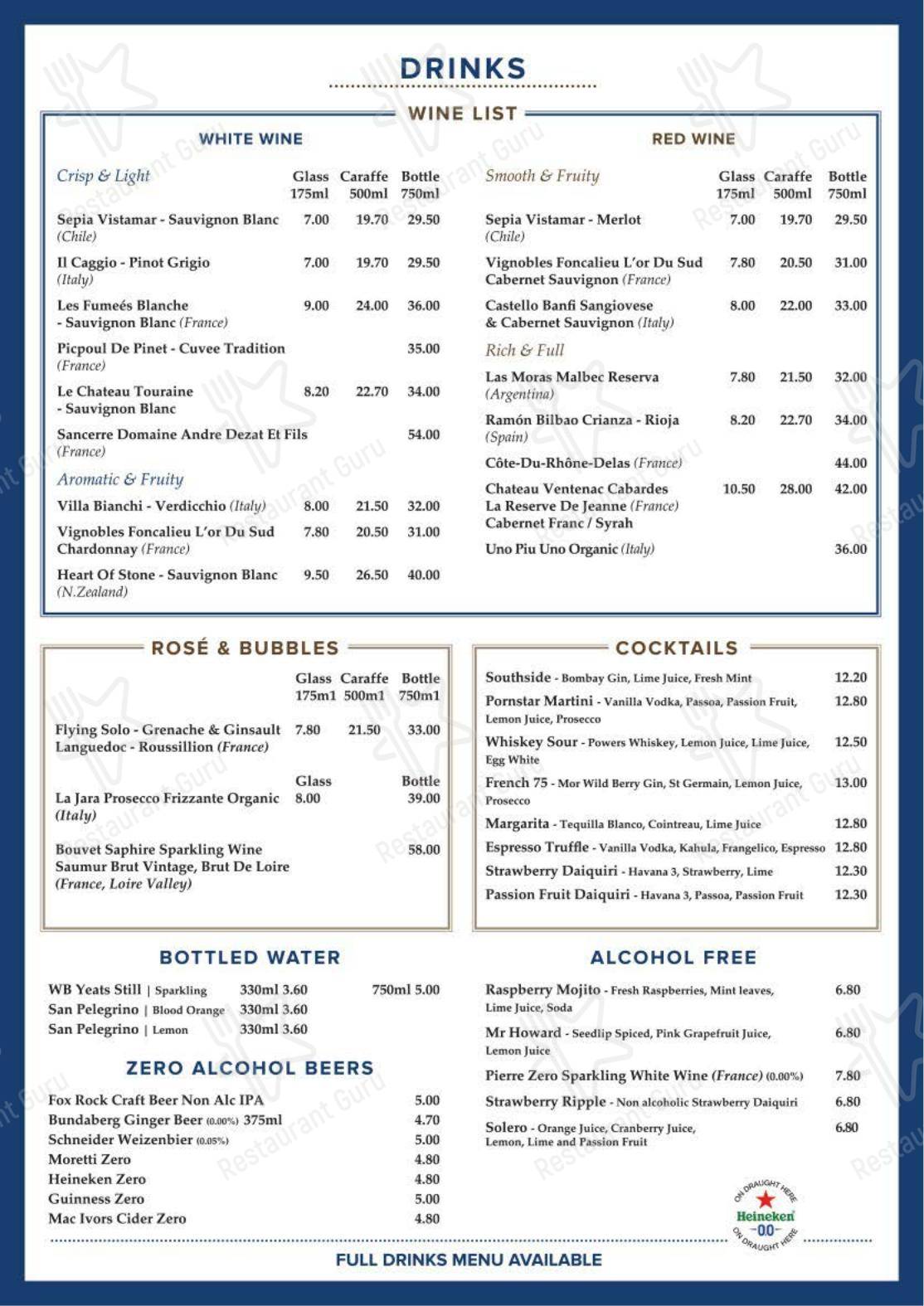 Крафт меню паба и бара Bar One в Кастлебаре