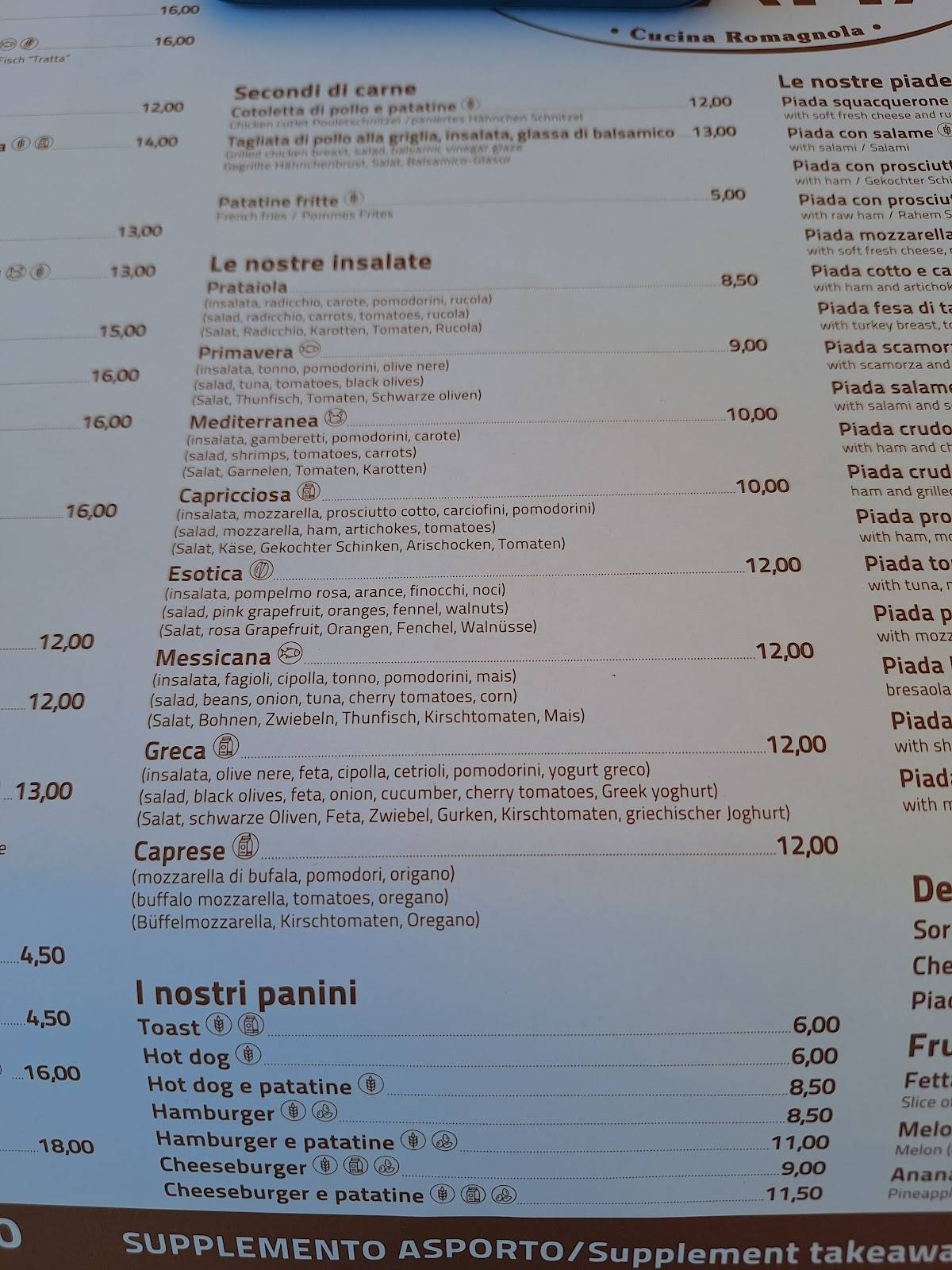Bar Ristorante La Tratta меню