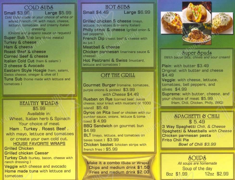 Bill & Ruth's Subs меню