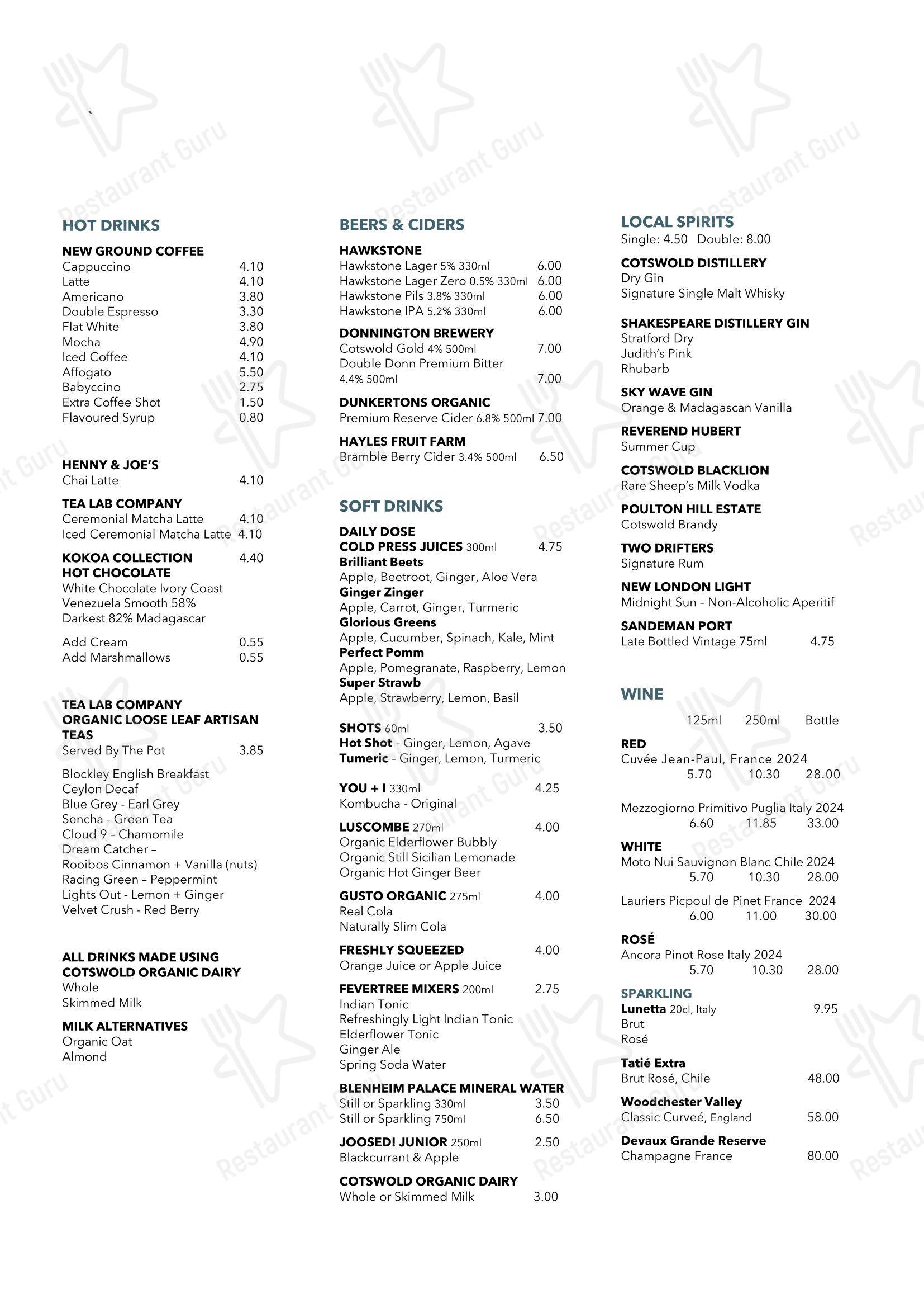 Меню кафе Blockley Café - Group Booking Menu