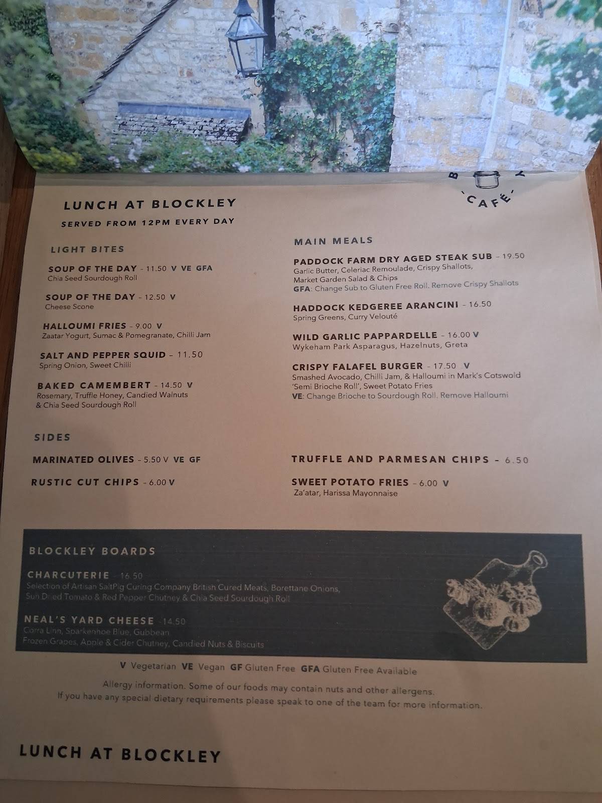 Blockley Café меню