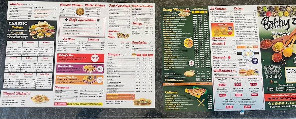 Bobbyz Takeaway меню
