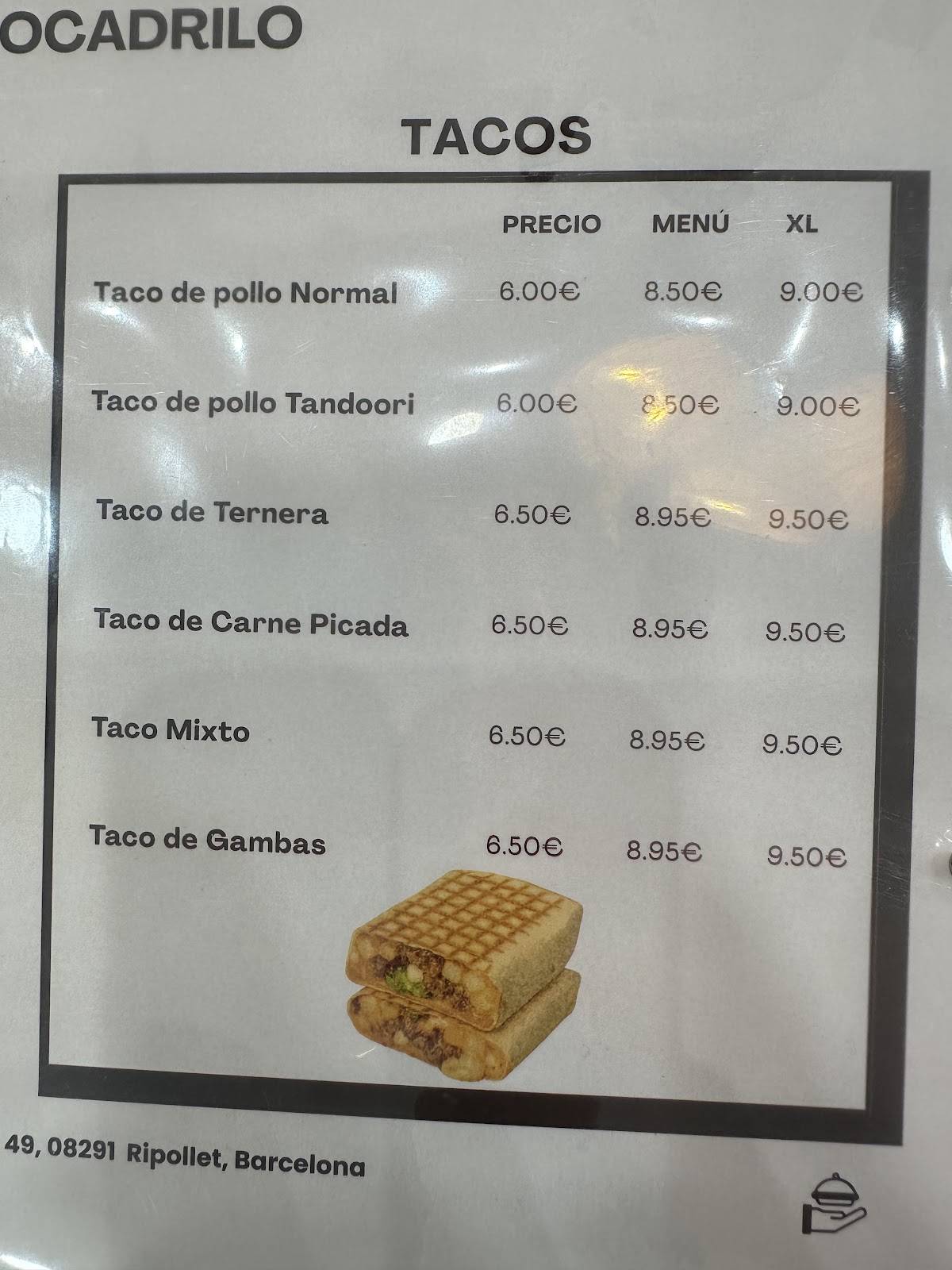 Bocadrilo меню