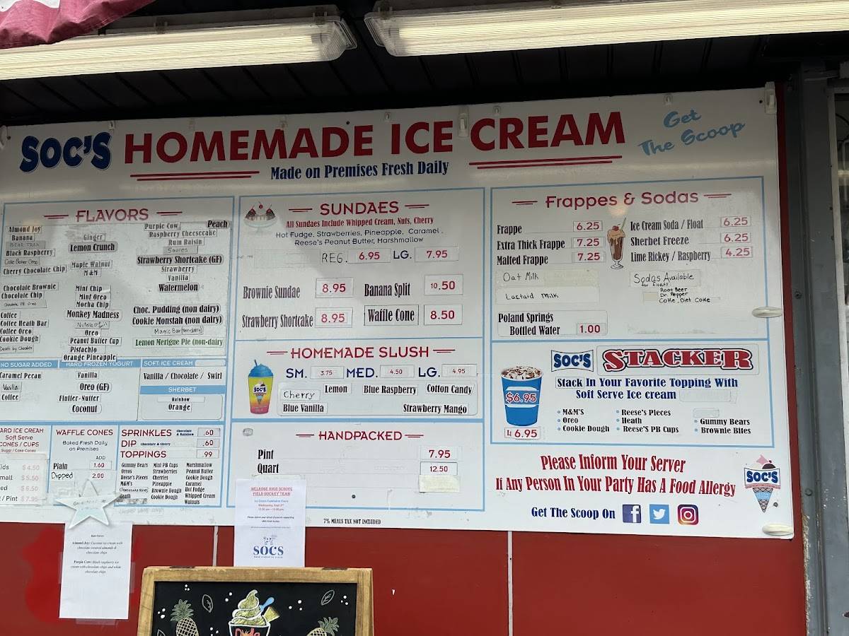 Soc's Ice Cream меню