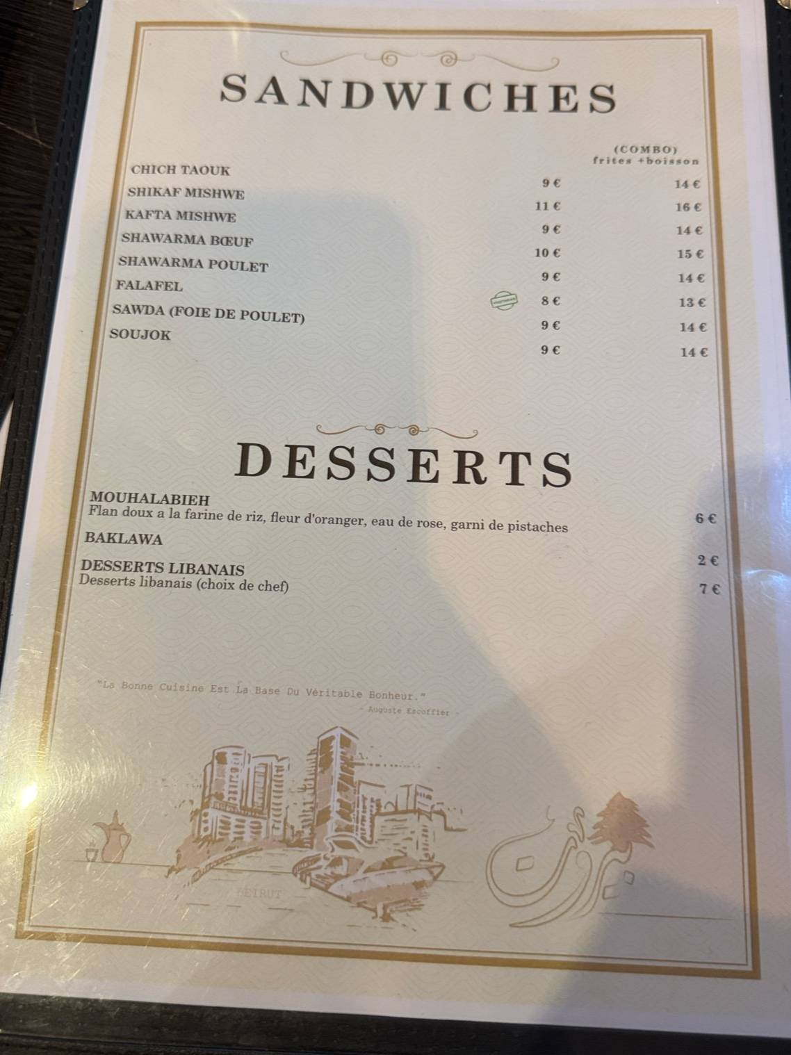 Boulevard Beirut меню