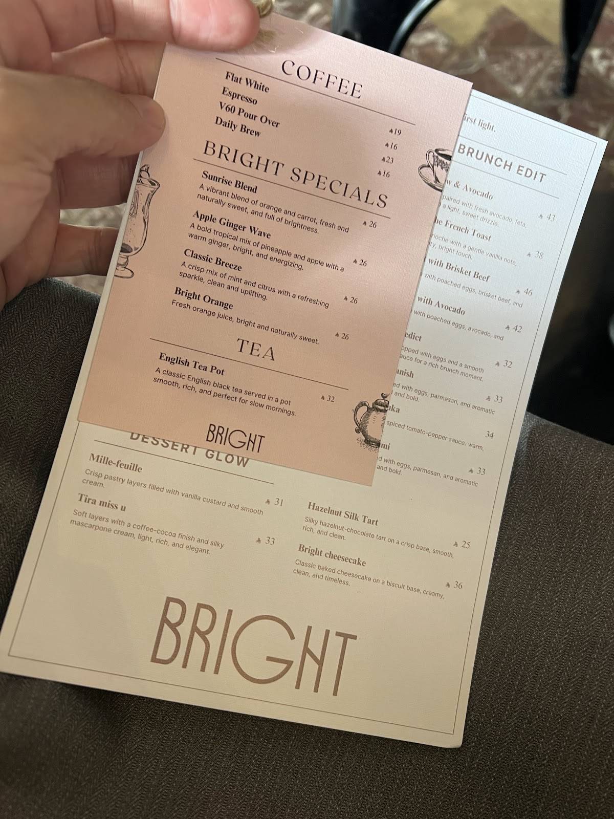 Bright restaurant меню