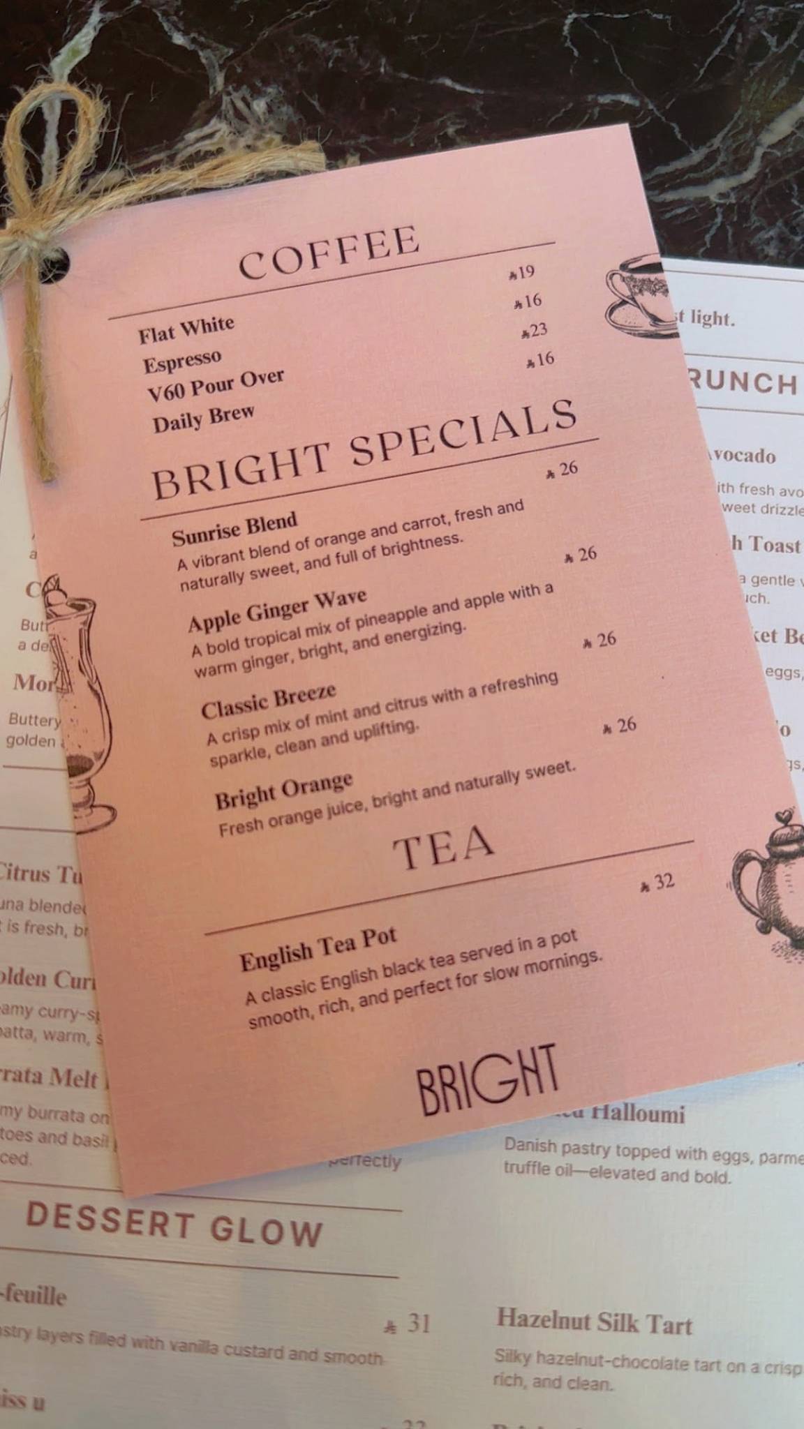 Bright restaurant меню