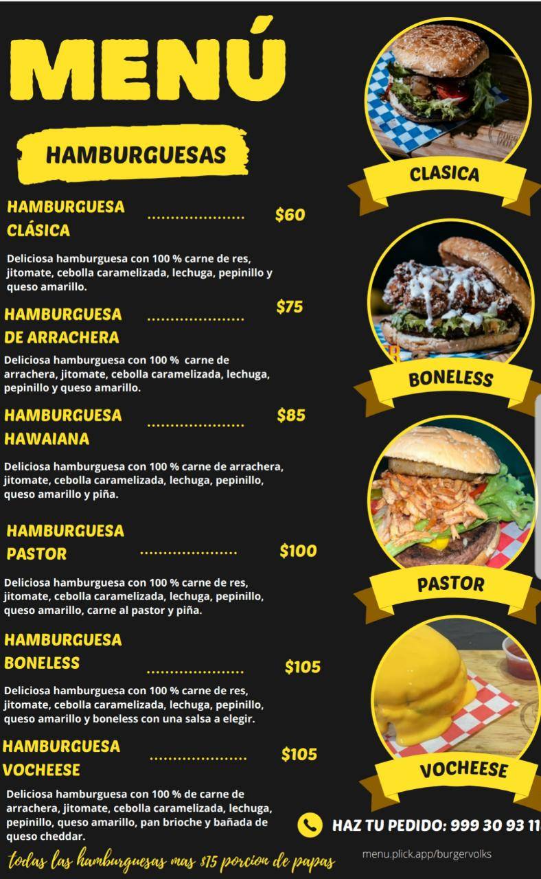 Burger volks 5 de mayo меню
