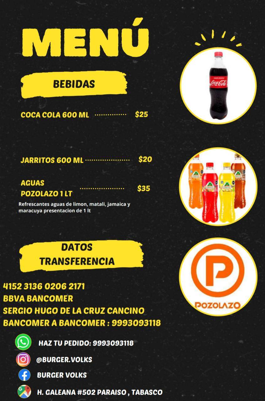 Burger volks 5 de mayo меню