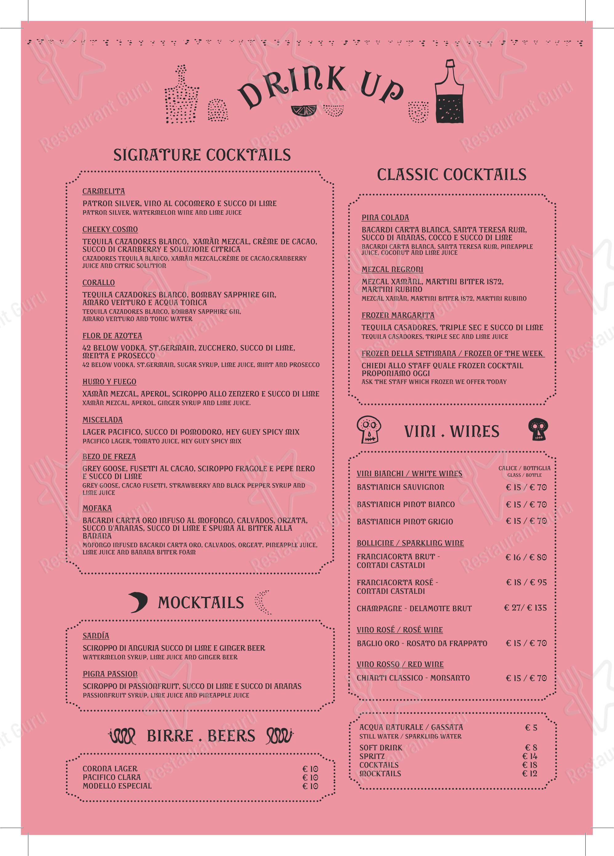 Takeaway Menu ресторана CAMPOCORI Restaurant в Риме