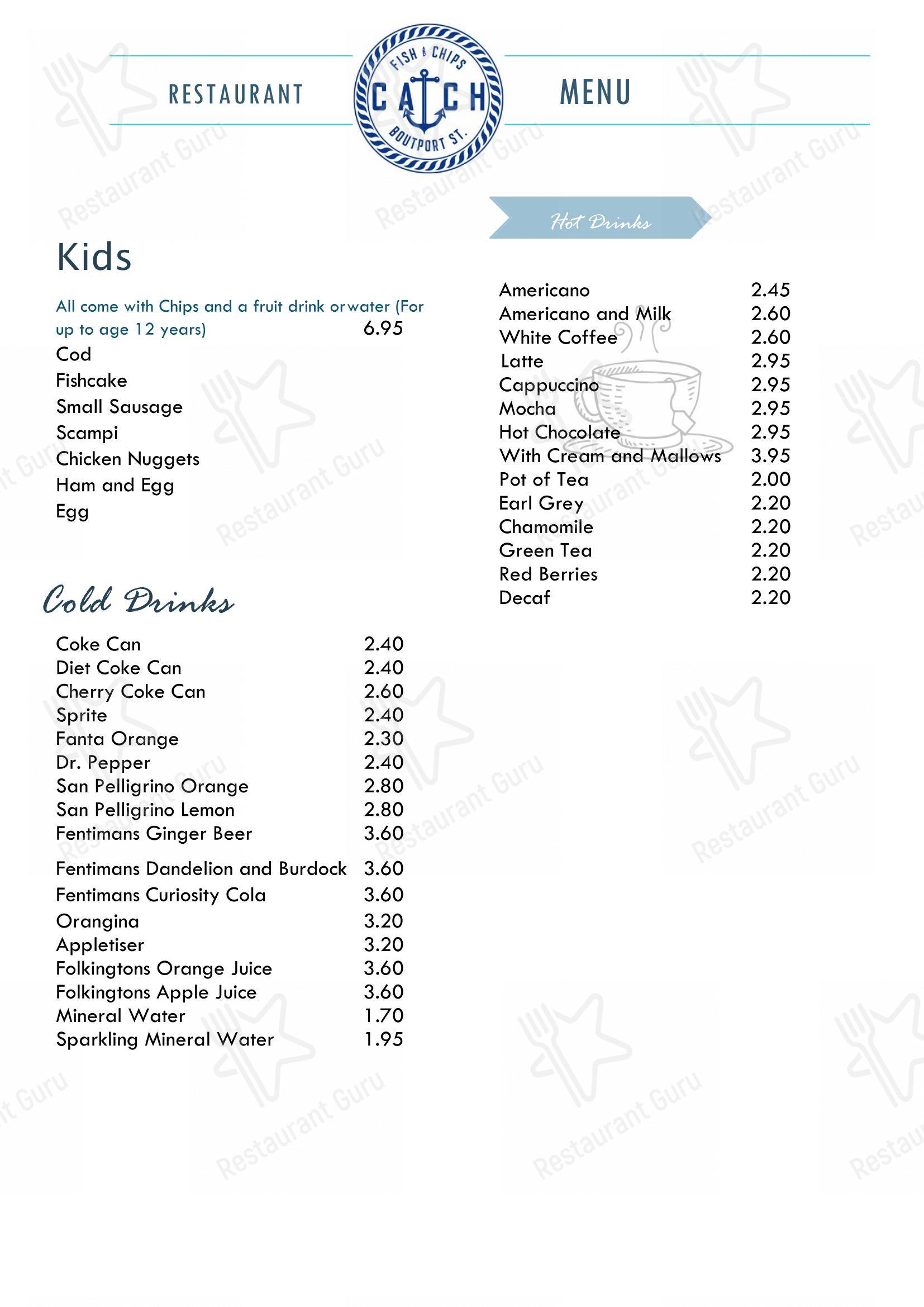 CATCH Fish and Chips в Барнстапле - Меню