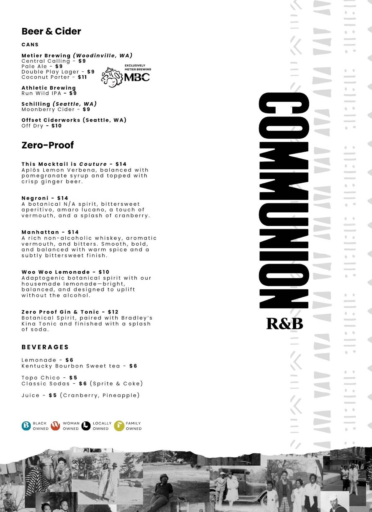 COMMUNION Restaurant & Bar меню
