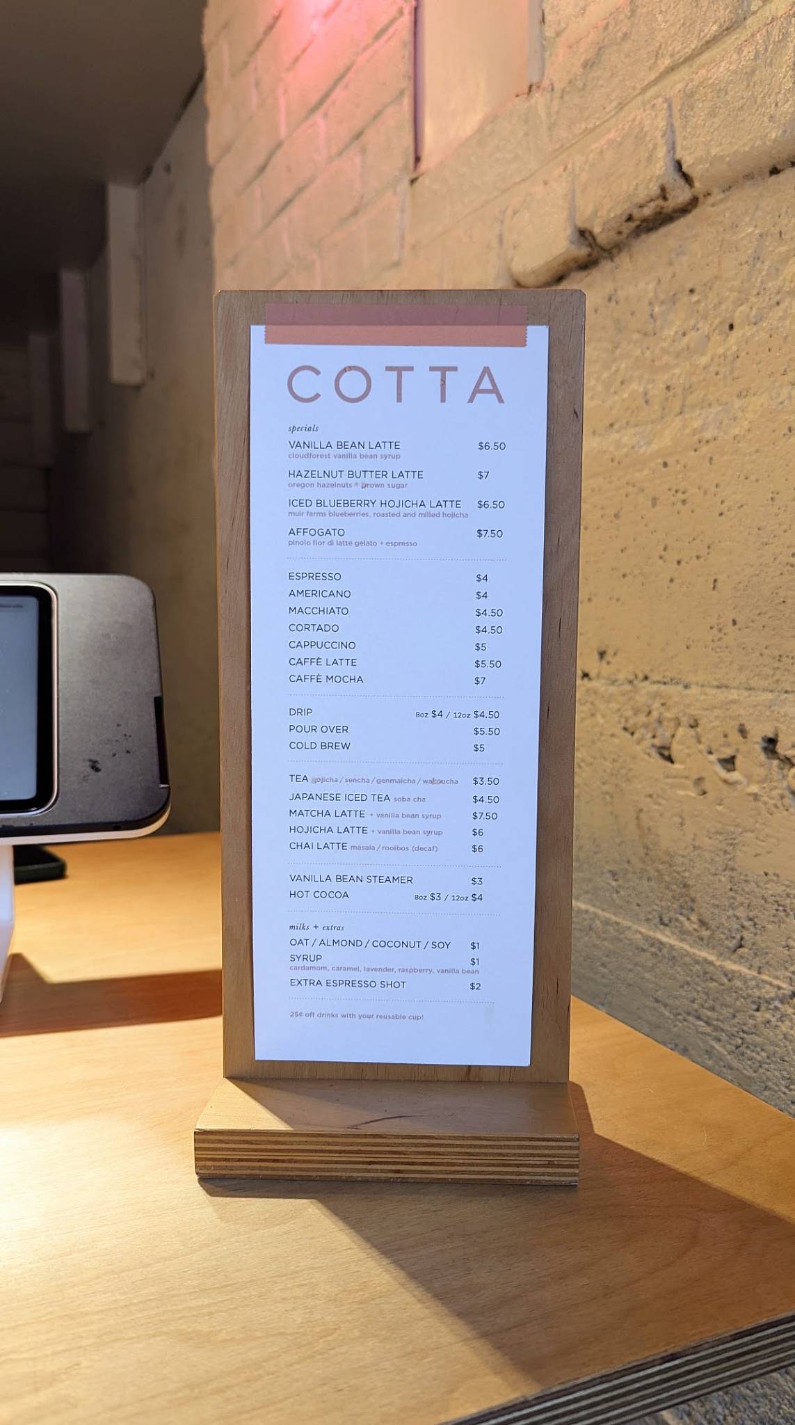 COTTA меню
