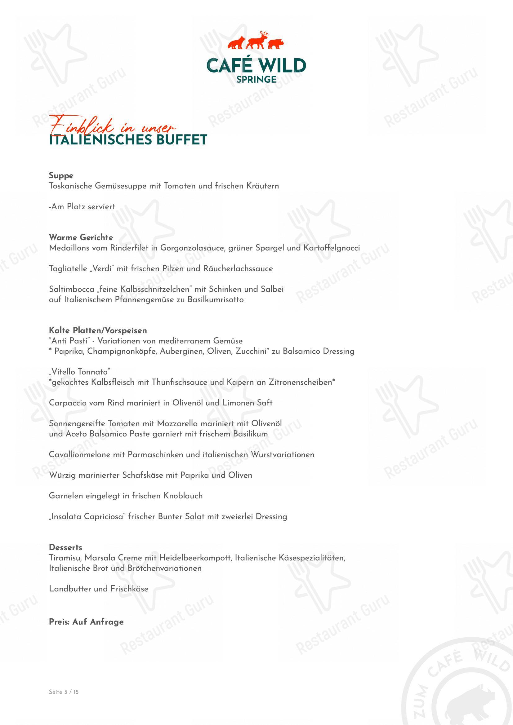 Крафт меню кафе Café Wild (Restaurant im Wisentgehege)