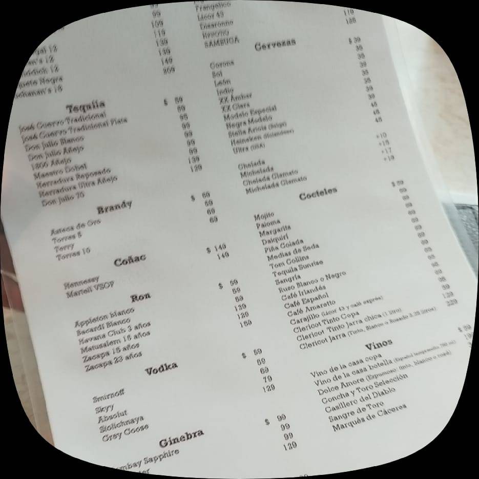 Café Colonial меню