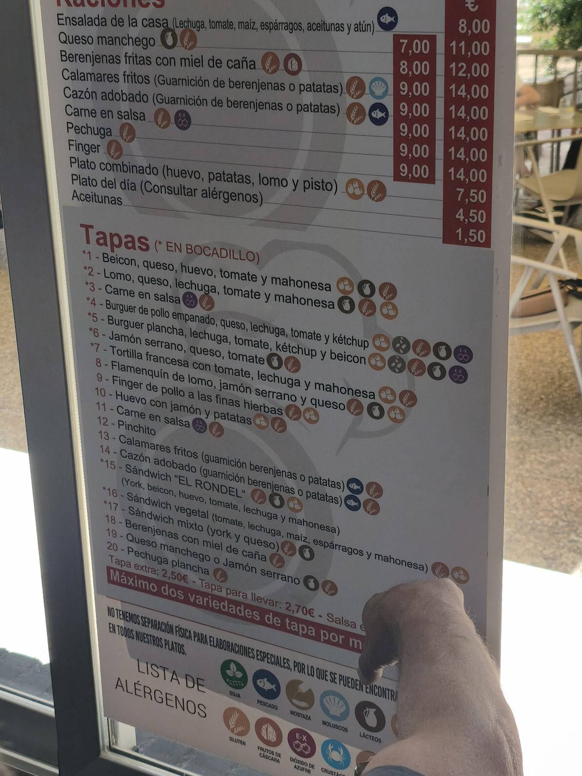 Cafeteria Bar El Rondel меню