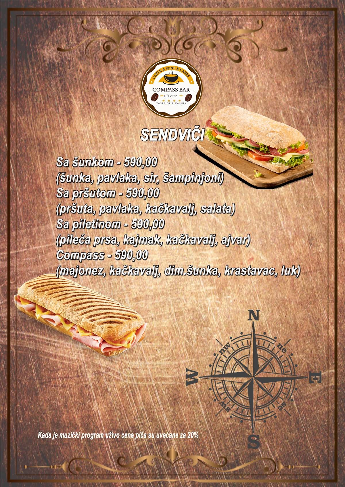 Caffe Pizza Bar Compass меню