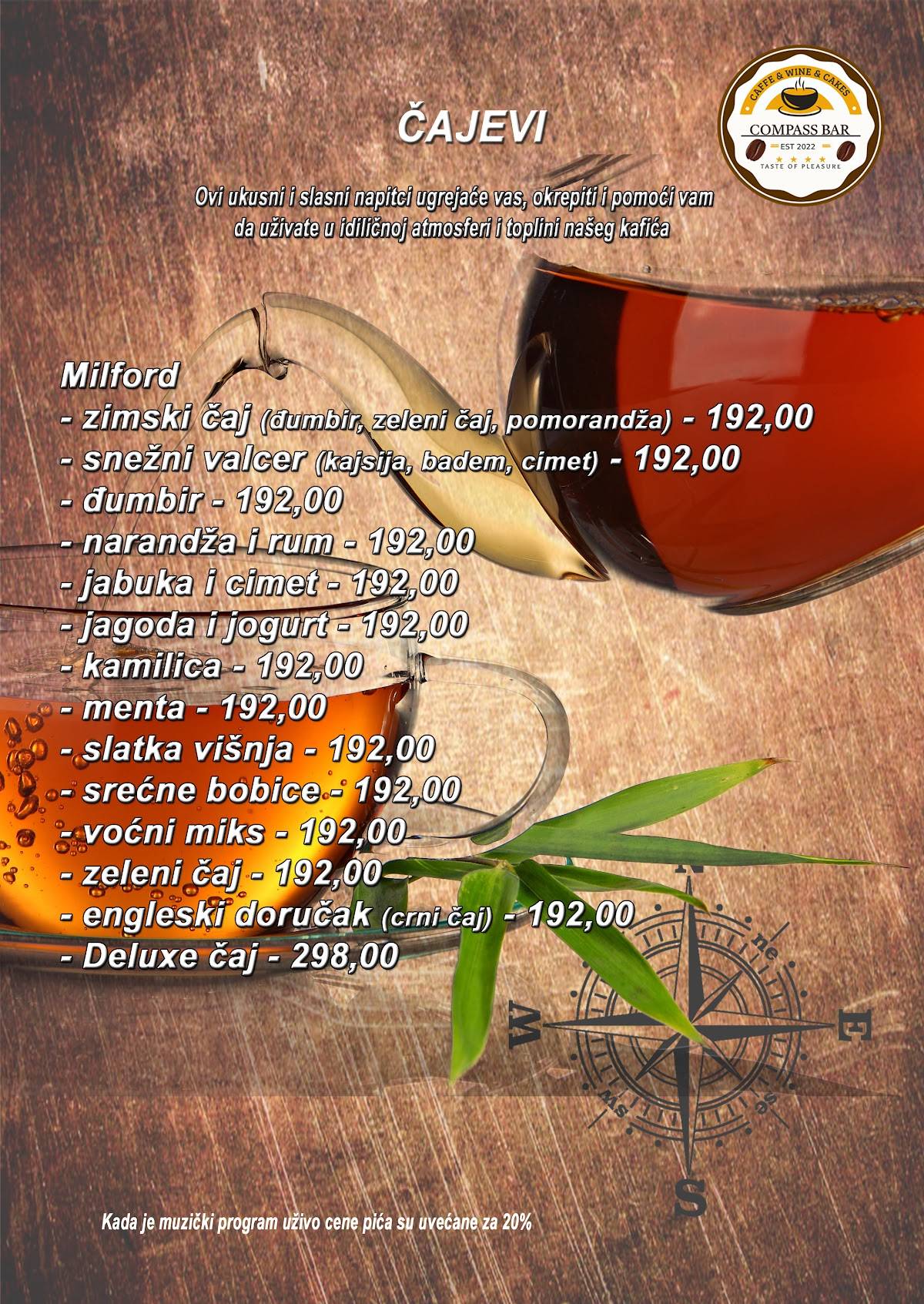 Caffe Pizza Bar Compass меню
