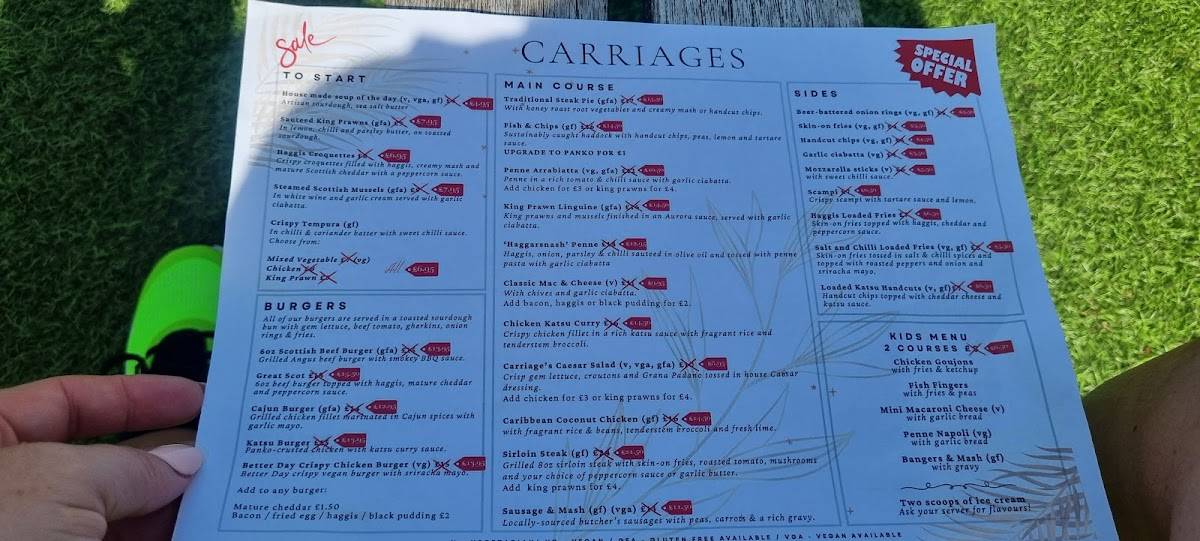 Carriages меню